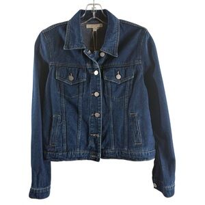 BRIT NY Classic Dark Blue Denim Jacket with Colorful Back Panel NWT